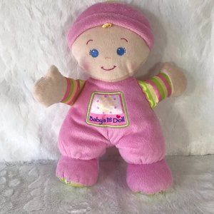 Fisher Price My Baby’s 1st Doll Pink Lovey Plush Soft Rattle Blonde curl 2008